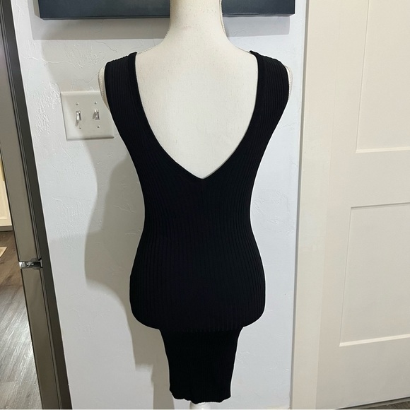 Generation Love Black Stretch Rib Knit V Neck Dress Xs - Picture 3 of 6